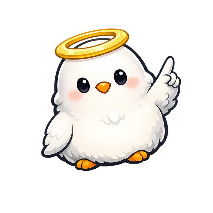 Give Me Guidance bird mascot pointing upward