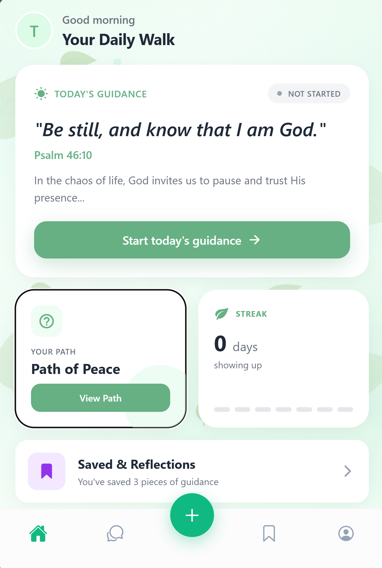 Give Me Guidance daily walk screen