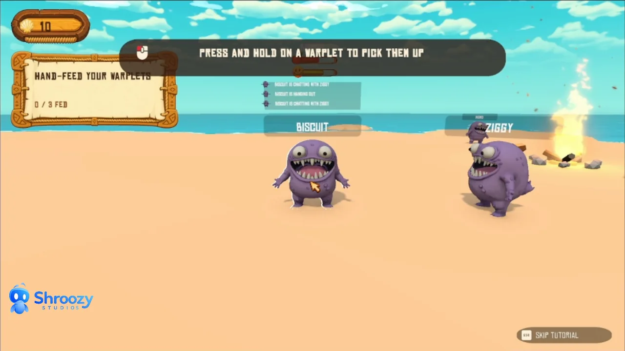 Little Warplets gathered on their tropical island