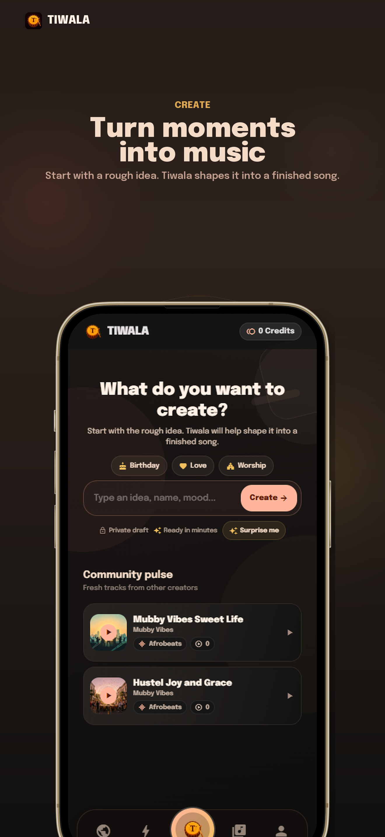 Tiwala African music maker shown on an iPhone